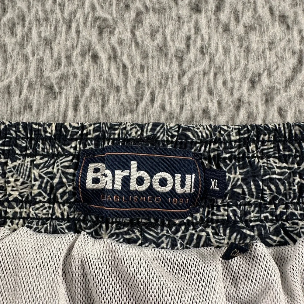 Barbour Men's Swim Trunks XL‎ Navy White Leaf Print Polyester Lined - Picture 3 of 11